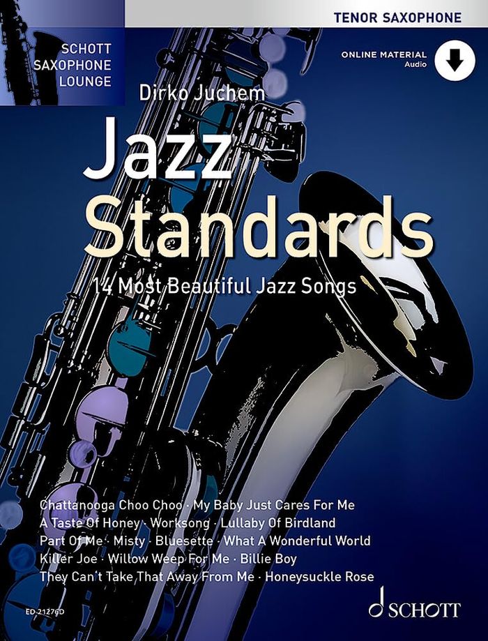 Couverture du livre « SCHOTT SAXOPHONE LOUNGE - JAZZ STANDARDS - 14 MOST BEAUTIFUL JAZZ SONGS. TENOR SAXOPHONE. » de Dirko Juchem, librairie Les Contes Infusés à Corte