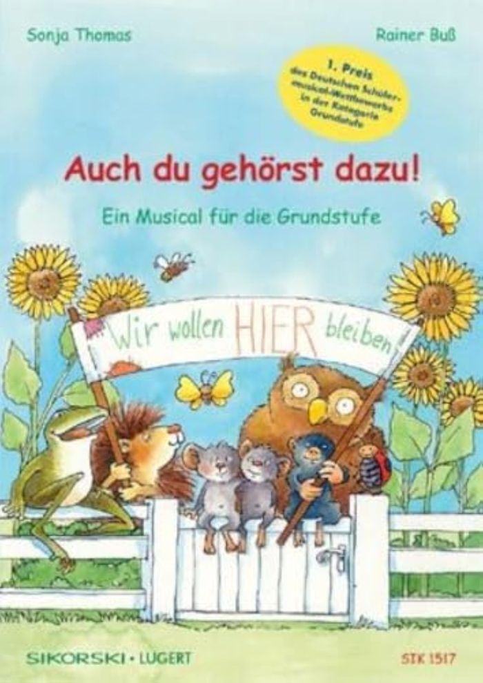 Couverture du livre « AUCH DU GEHORST DAZU! - EIN MUSICAL FUR DIE GRUNDSTUFE. VOICE AND GUITAR. LIVRE DE L'ELEVE. » de Buss/thomas, librairie Les Contes Infusés à Corte