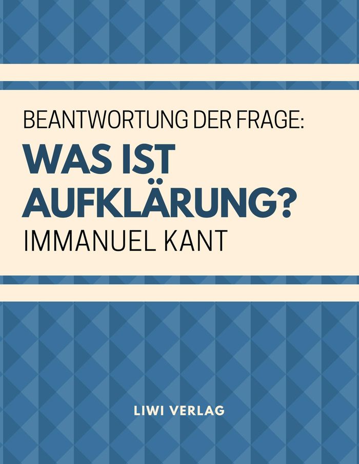 Couverture du livre « BEANTWORTUNG DER FRAGE: WAS IST AUFKLARUNG? » de Immanuel Kant, librairie Les Contes Infusés à Corte