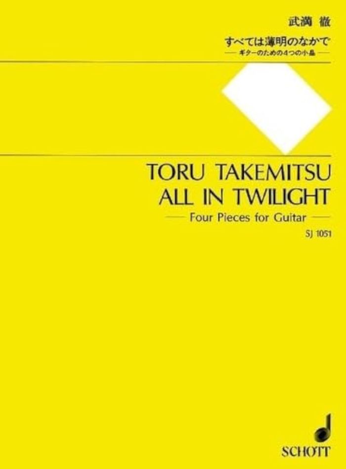Couverture du livre « ALL IN TWILIGHT - 4 STUCKE. GUITAR. » de Toru Takemitsu, librairie Les Contes Infusés à Corte