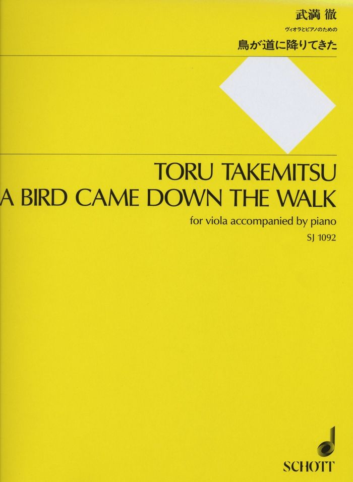 Couverture du livre « A BIRD CAME DOWN THE WALK - VIOLA AND PIANO. » de Toru Takemitsu, librairie Les Contes Infusés à Corte