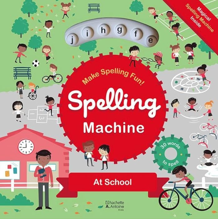 Couverture du livre « LA ROUE DES LETTRES, A L'ECOLE - SPELLING MACHINE (OUVRAGE EN ANGLAIS) » de Collectif, librairie Les Contes Infusés à Corte
