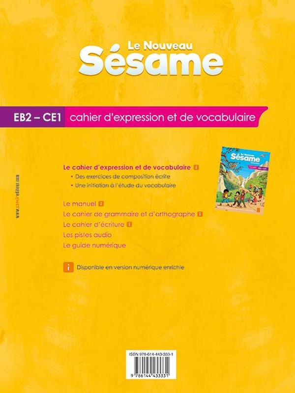 Quatrième de couverture de « LE NOUVEAU SESAME - CAHIER DEXPRESSION ET DE VOCABULAIRE EB2 »