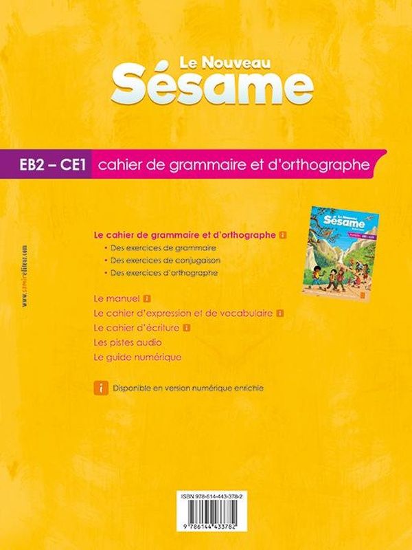 Quatrième de couverture de « LE NOUVEAU SESAME - CAHIER DE GRAMMAIRE ET DORTHOGRAPHE EB2 »