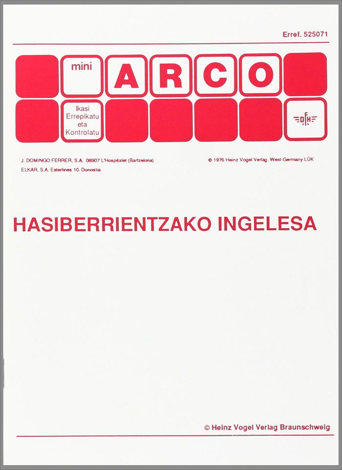 Couverture du livre « HASIBERRIENTZAKO INGLESA » de Preub, Fritz, librairie Les Contes Infusés à Corte