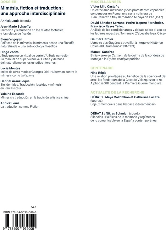 Quatrième de couverture de « MIMESIS, FICTION ET TRADUCTION - UNE APPROCHE INTERDISCIPLINAIRE - EDITION BILINGUE »