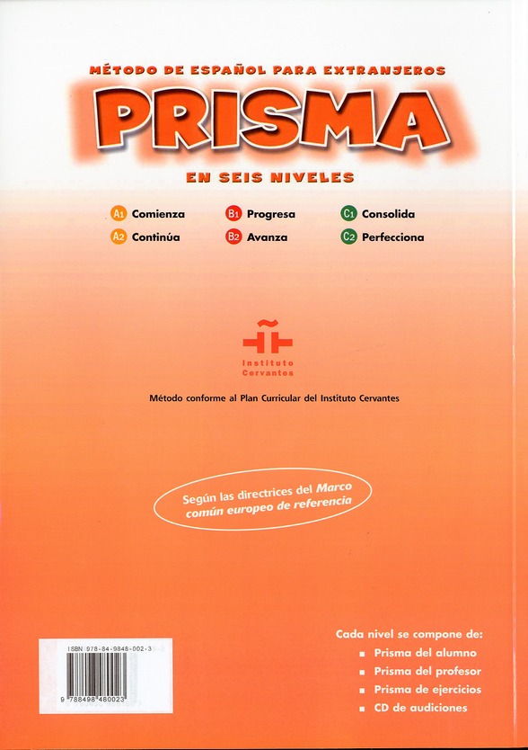 Quatrième de couverture de « PRISMA B1 PROGRESA LIBRO DEL ALUMNO CD »