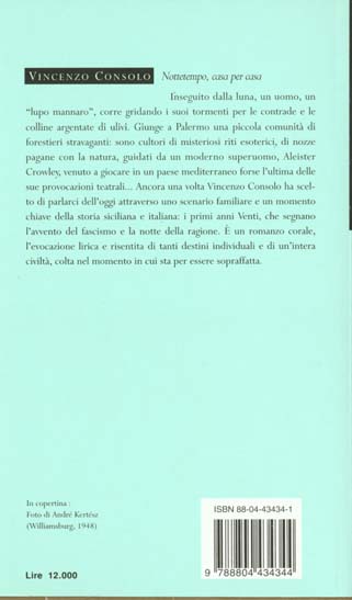 Quatrième de couverture de « NOTTETEMPO CASA PER CASA »