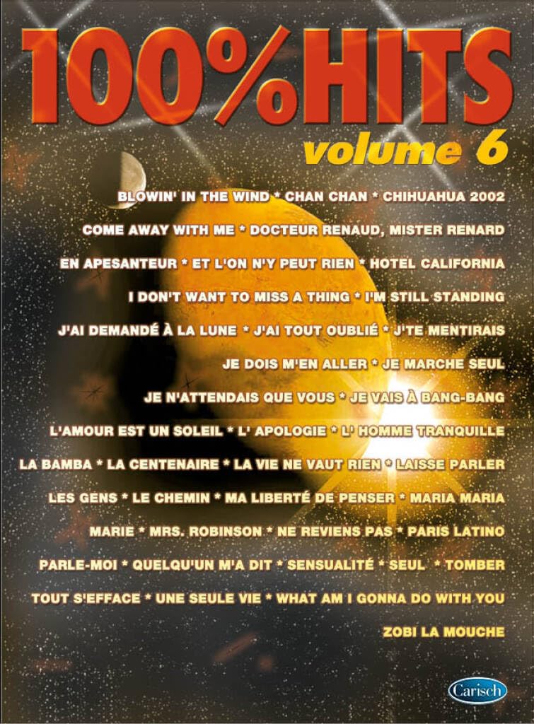 Couverture du livre « 100% HITS, VOLUME 6 PIANO, VOIX, GUITARE » de Auteurs Divers, librairie Les Contes Infusés à Corte
