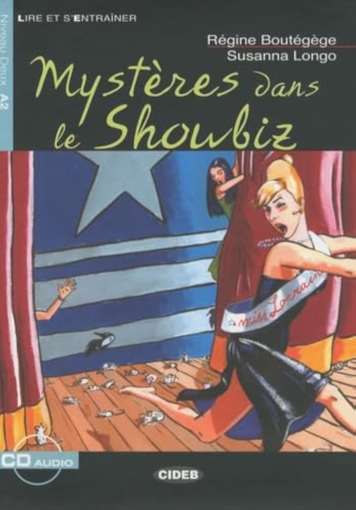 Couverture du livre « MYSTERES DANS LE SHOWBIZ+CD » de Boutegege Regine, librairie Les Contes Infusés à Corte