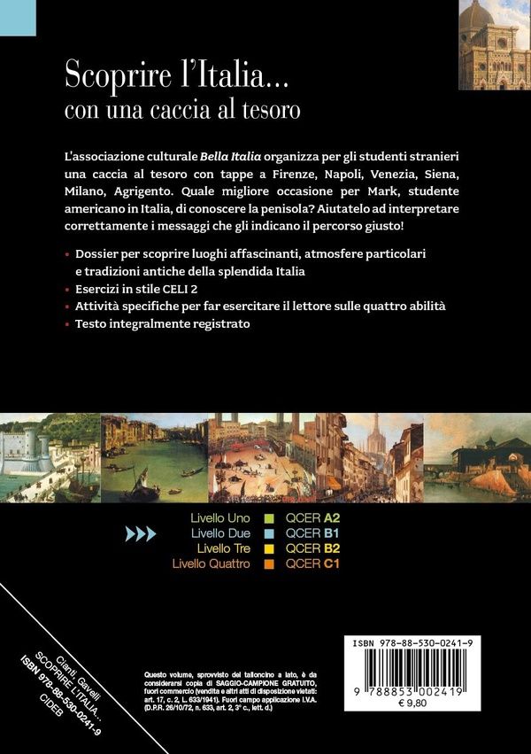 Quatrième de couverture de « SCOPRIRE L'ITALIA... CON UNA CACCIA AL TESORO (B1) »