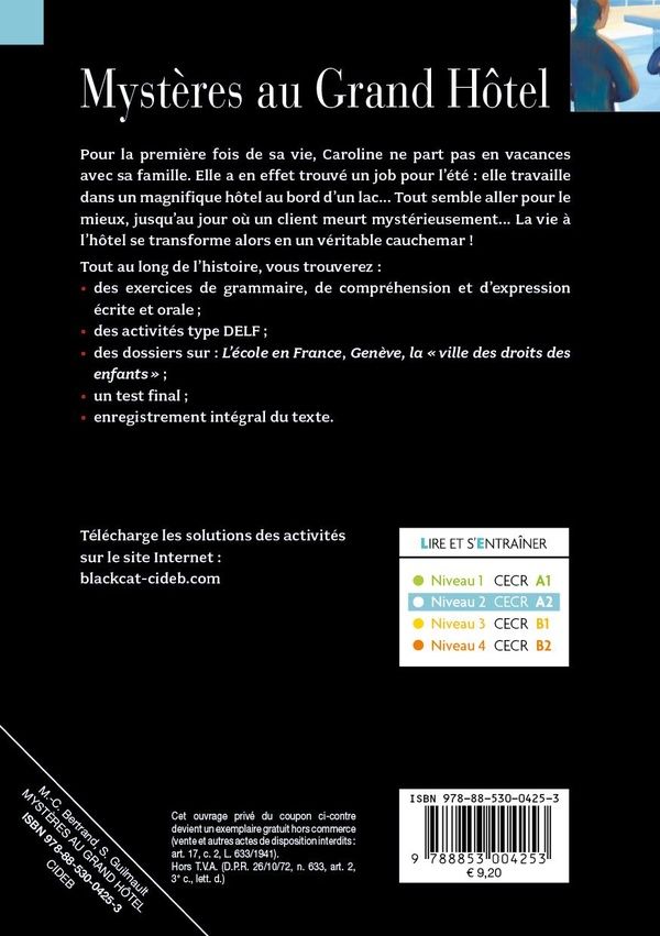 Quatrième de couverture de « MYSTERES AU GRAND HOTEL (A2) »