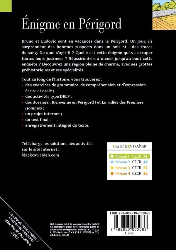 Quatrième de couverture de « ENIGME EN PERIGORD (A1) »