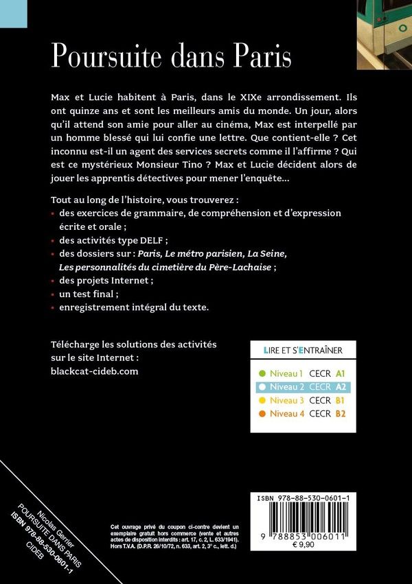 Quatrième de couverture de « POURSUITE DANS PARIS (A2) »