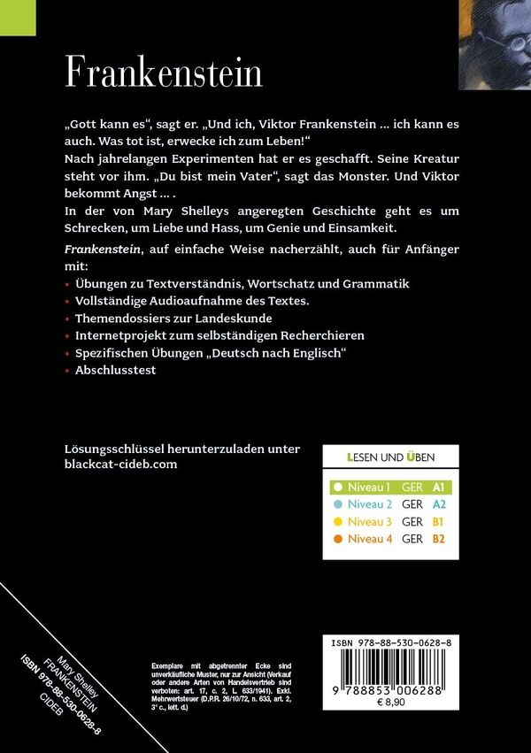 Quatrième de couverture de « FRANKENSTEIN (A1) »