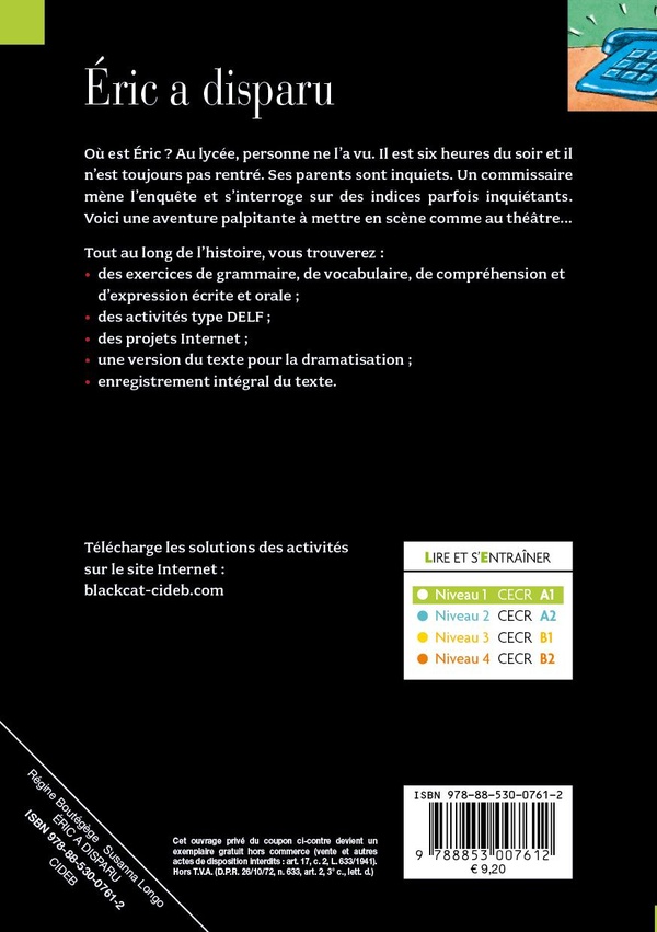 Quatrième de couverture de « ERIC A DISPARU (A1) »