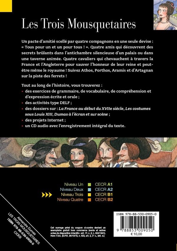Quatrième de couverture de « LES TROIS MOUSQUETAIRES (B1) »