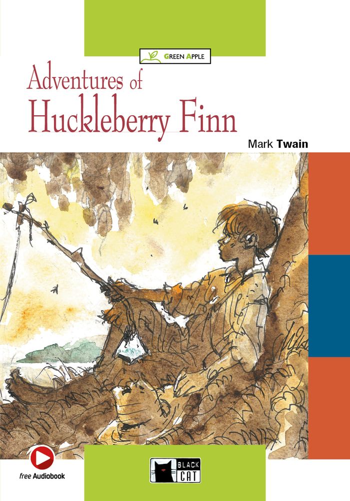 Couverture du livre « ADVENTURES OF HUCKLEBERRY FINN (A2-B1) » de Twain Mark, librairie Les Contes Infusés à Corte