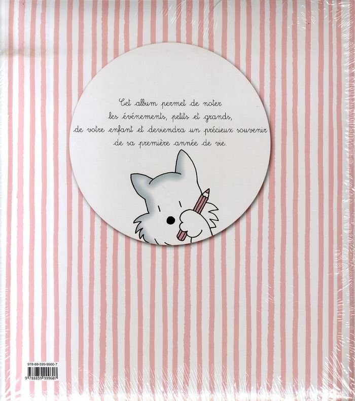 Quatrième de couverture de « **L'ALBUM DE BEBE AVEC COFFRET ROSE »