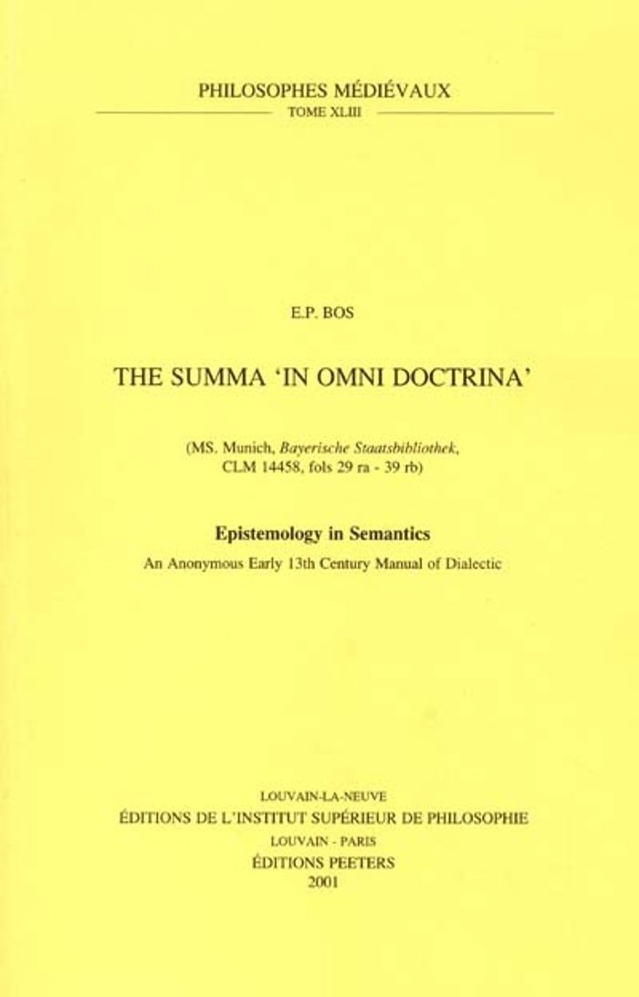 Couverture du livre « THE SUMMA "IN OMNI DOCTRINA" (MS MUNICH, BAYRISCHE STAATSBIBLIOTHEK, CLM 14458, FOLS. 29RA-39RB) - E », librairie Les Contes Infusés à Corte
