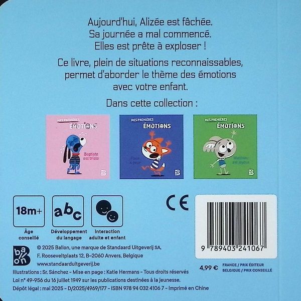 Quatrième de couverture de « Alizée est fâchée »