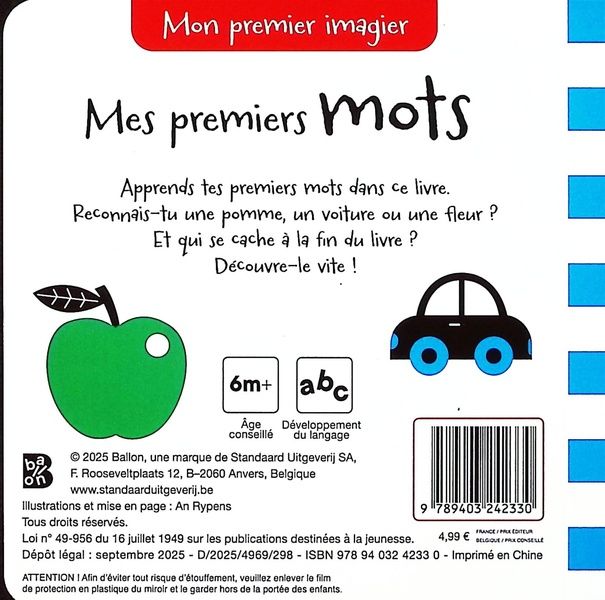 Quatrième de couverture de « Mes premiers mots : avec miroir »