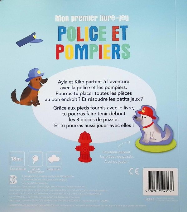 Quatrième de couverture de « Police et pompiers : avec 8 pièces de puzzle à mettre debout ! »