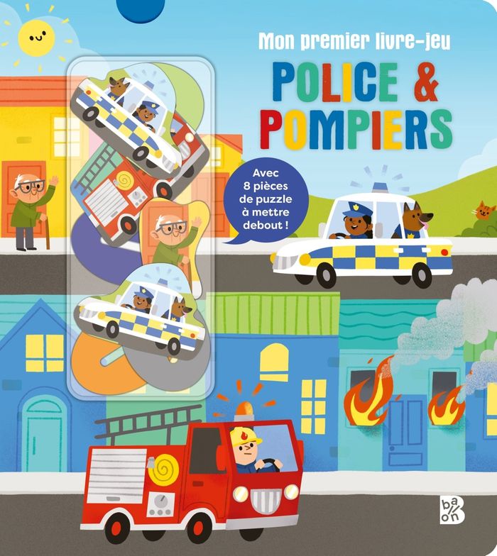Couverture du livre « Police et pompiers : avec 8 pièces de puzzle à mettre debout ! » de Collectif, librairie Les Contes Infusés à Corte
