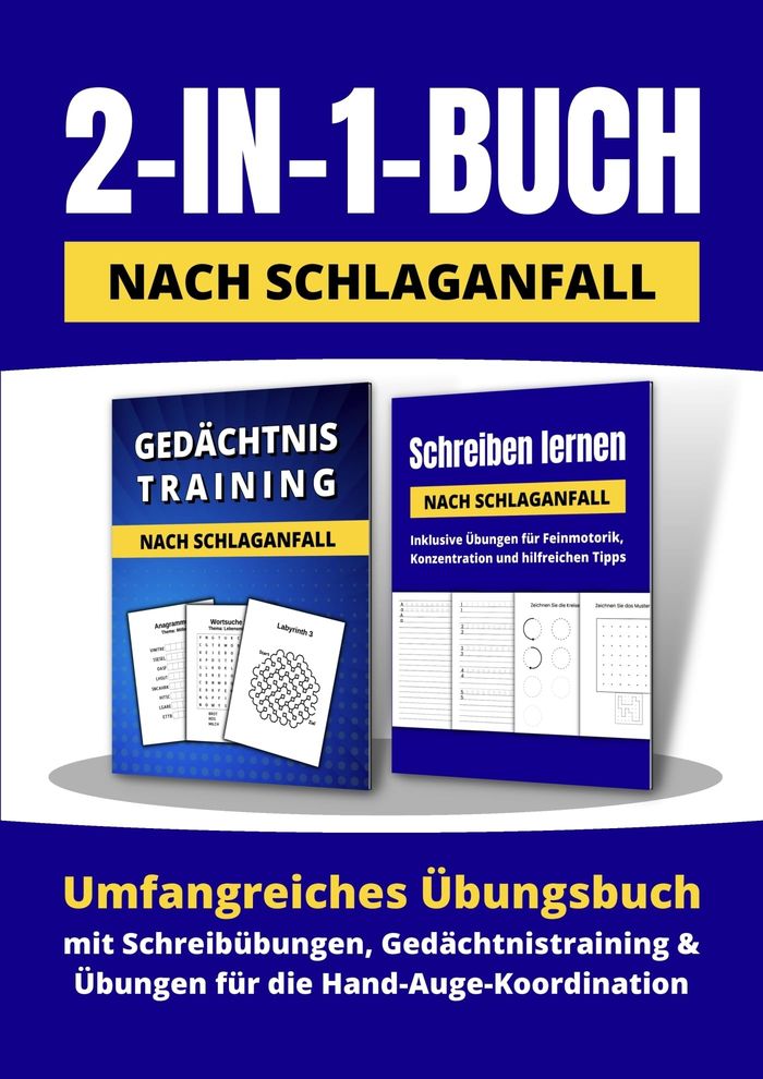 Couverture du livre « 2-IN-1-BUCH NACH SCHLAGANFALL: UMFANGREICHES UBUNGSBUCH MIT SCHREIBUBUNGEN, GEDACHTNISTRAINING - UND » de Hendrik Reiser, librairie Les Contes Infusés à Corte