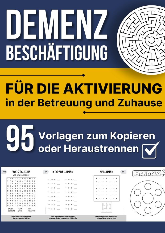 Couverture du livre « DEMENZ BESCHAFTIGUNG - FUR DIE AKTIVIERUNG IN DER BETREUUNG UND ZUHAUSE - 95 VORLAGEN ZUM KOPIEREN O » de Blaukirsch Verlag, librairie Les Contes Infusés à Corte