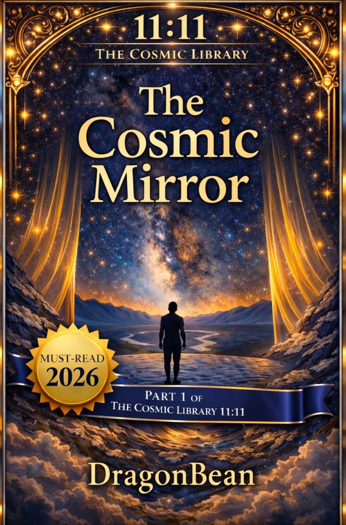 Couverture du livre « THE COSMIC MIRROR - 11.11 THE COSMIC LIBRARY » de Dragon Bean, librairie Les Contes Infusés à Corte