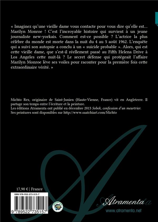 Quatrième de couverture de « MARILYN MONROE SECRET DEFENSE, LA VERITE »