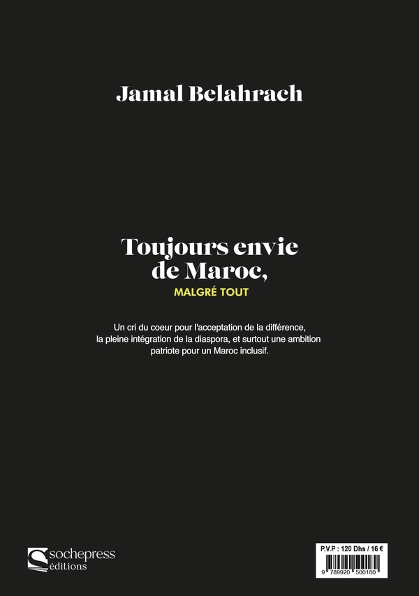 Quatrième de couverture de « TOUJOURS ENVIE DE MAROC, MALGRE TOUT »