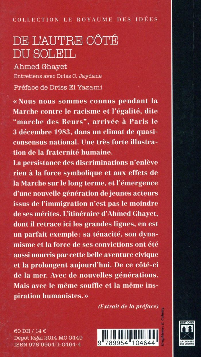 Quatrième de couverture de « DE L'AUTRE COTE DU SOLEIL »