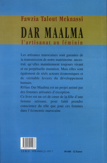 Quatrième de couverture de « DAR MAALMA L'ARTISANAT AU FE »