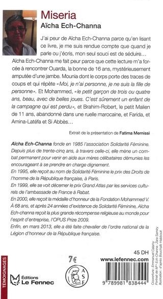 Quatrième de couverture de « MISERIA »