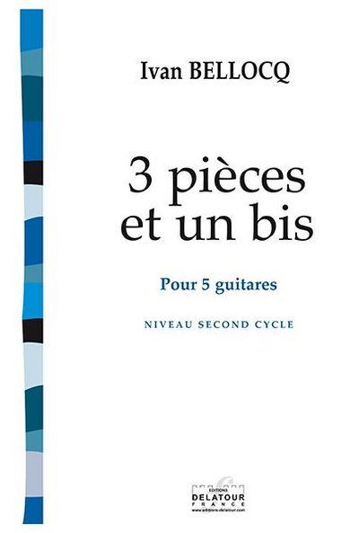 Couverture du livre « 3 PIECES ET UN BIS POUR 5 GUITARES » de Ivan Bellocq, librairie Les Contes Infusés à Corte
