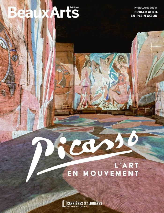 Couverture du livre « Picasso, l art en mouvement : aux Carrières de Lumières Les Baux-de-Provence » de Claude Pommereau, librairie Les Contes Infusés à Corte