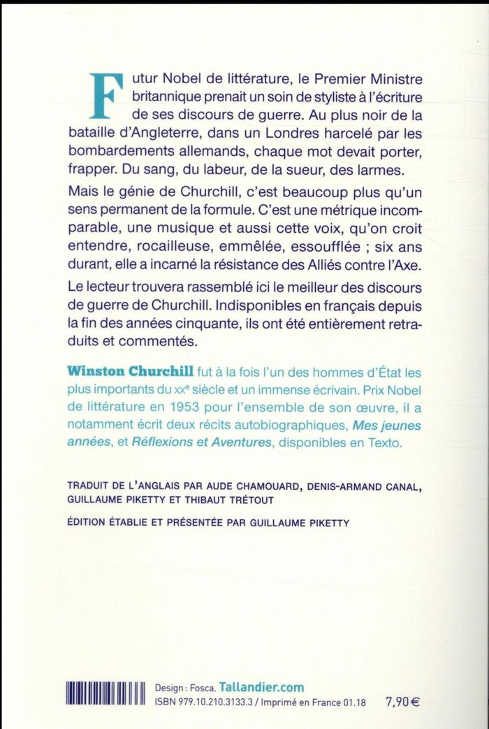 Quatrième de couverture de « LES PLUS BEAUX DISCOURS DE GUERRE »