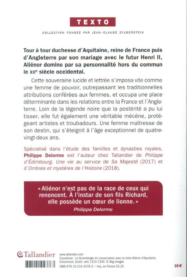 Quatrième de couverture de « ALIENOR D'AQUITAINE »