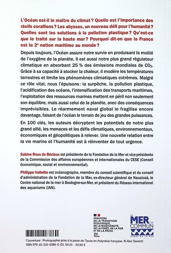 Quatrième de couverture de « L'océan en 100 questions : préserver l'avenir de l'humanité »
