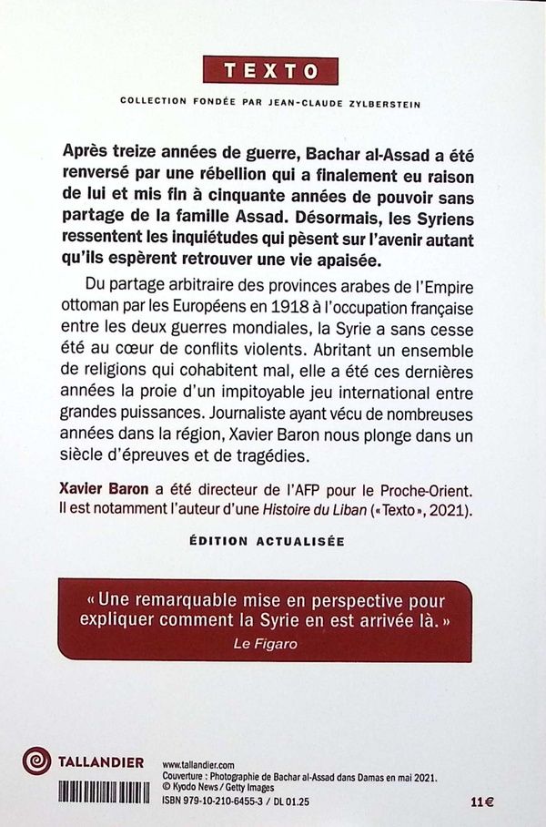 Quatrième de couverture de « Histoire de la Syrie : de 1918 à nos jours »