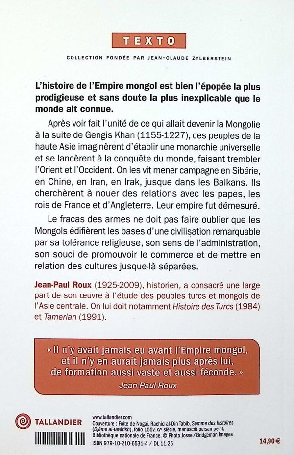 Quatrième de couverture de « Histoire de l'Empire mongol »