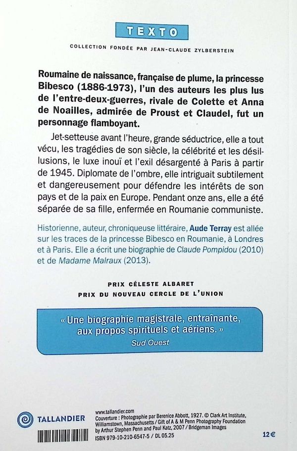 Quatrième de couverture de « La princesse Bibesco : frondeuse et cosmopolite »