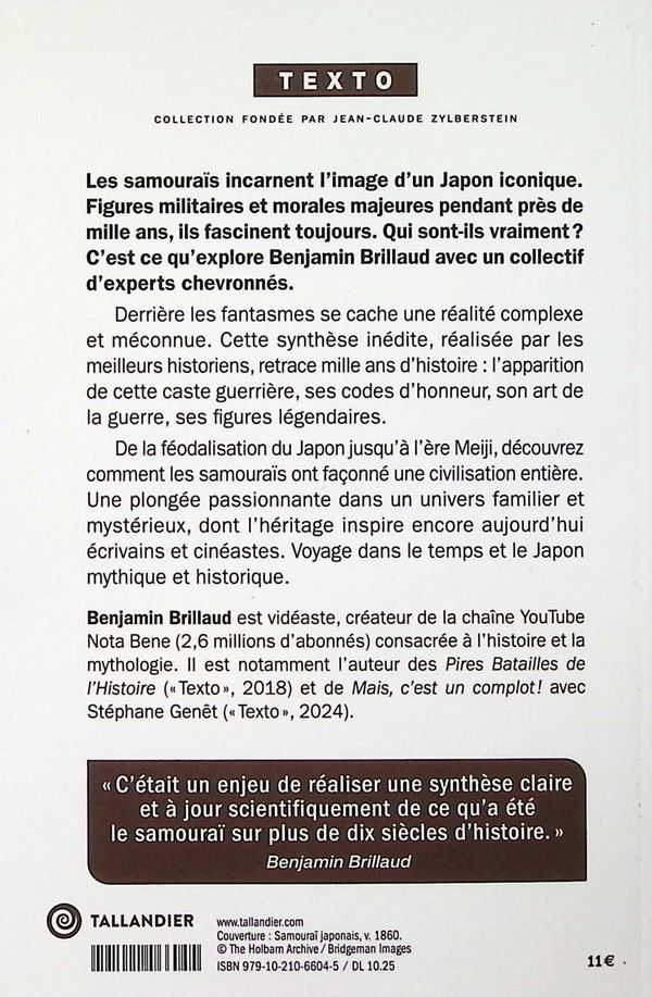 Quatrième de couverture de « Les samouraïs »