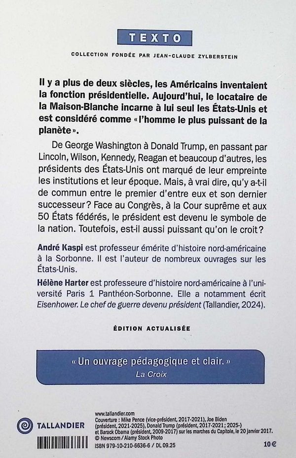 Quatrième de couverture de « Les présidents américains : de George Washington à Donald Trump »