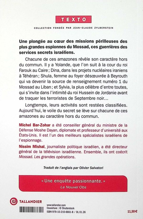 Quatrième de couverture de « Les amazones du Mossad : au coeur des services secrets israéliens »