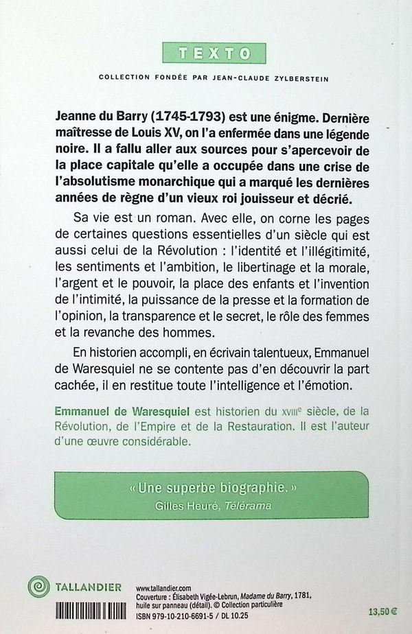 Quatrième de couverture de « Jeanne du Barry : une ambition au féminin »