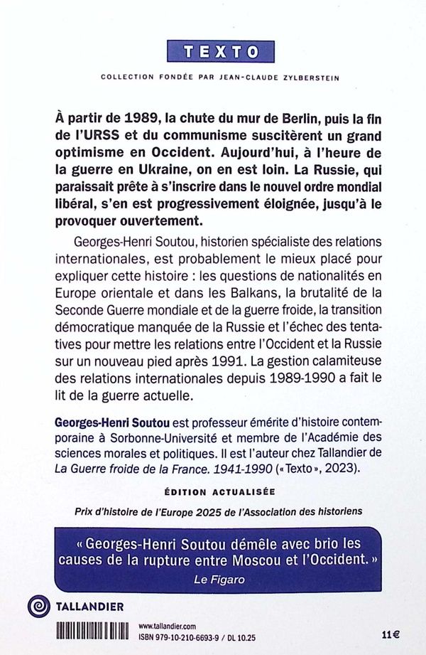 Quatrième de couverture de « La grande rupture : de 1989 à nos jours »