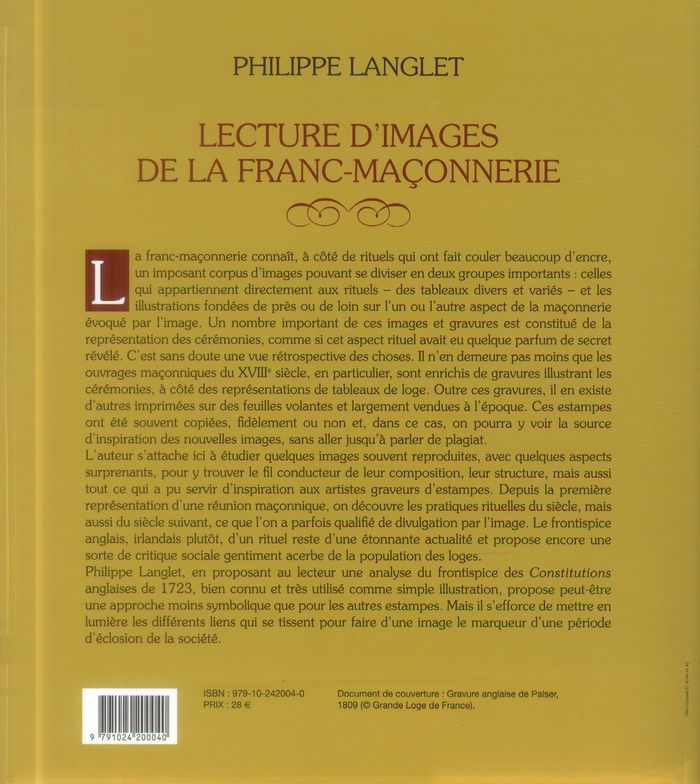 Quatrième de couverture de « LECTURE D'IMAGES DE LA FRANC-MACONNERIE »